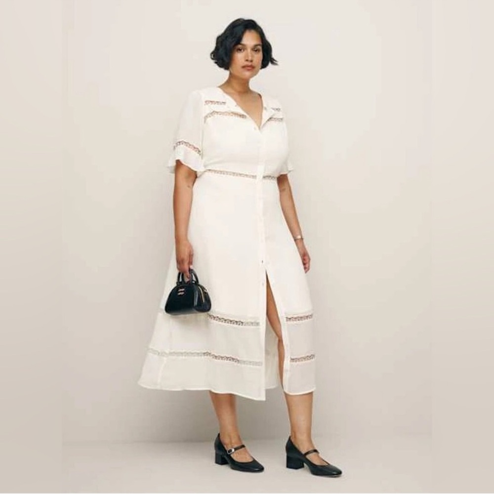 NWT Reformation Woodson Dress Ivory Size 20 New - Picture 9 of 9